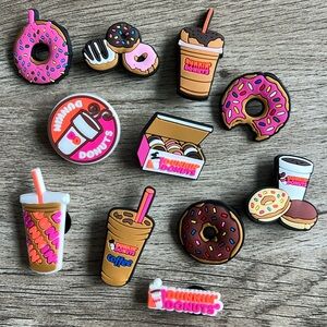 Jibbitz. Dunkin 🩷. Set of 11. Crocs and similar. 🍩☕️